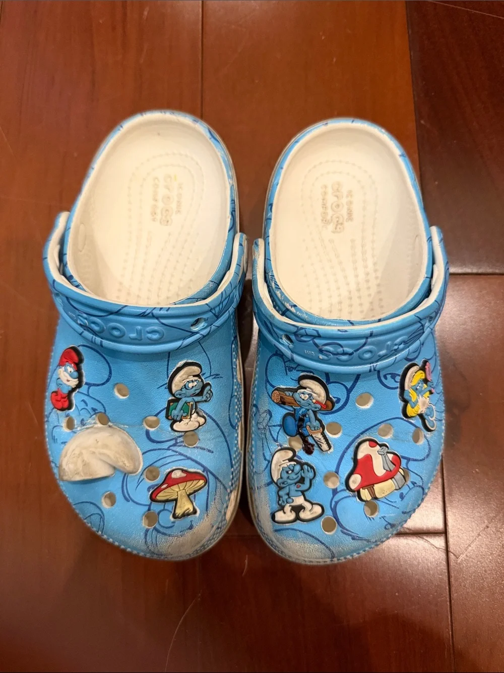 CROCS Kids Blue Cartoon-Print Clogs with Heel Strap